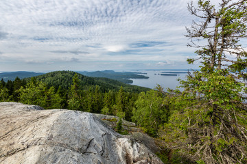 Beautiful landscape with big lake from hill top, Koli National Park, Finland