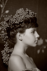 Girl with ashberry on her head