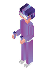 futuristic man isometric avatar vector illustration design
