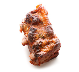 Delicious grilled ribs on white background