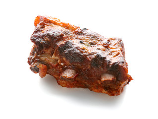 Delicious grilled ribs on white background