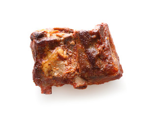 Delicious grilled ribs on white background