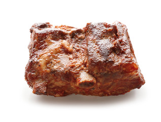 Delicious grilled ribs on white background