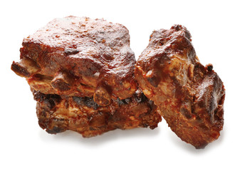 Delicious grilled ribs on white background