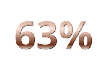 63 % - sixty-three copper-coloured percent on white background