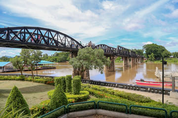 The real Bridge on the River Kwai, Kanchanaburi, Thailand. One of the most Tourist Attractions in Kanchanaburi witch contribute since world war 2. 