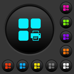 Print component dark push buttons with color icons