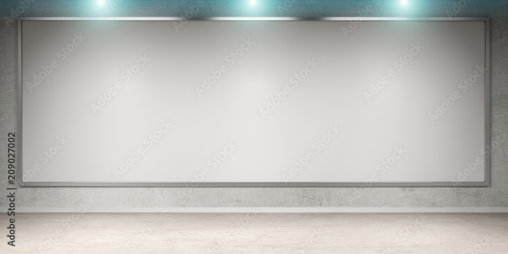 Poster White blanks canvas on a wall 3D rendering