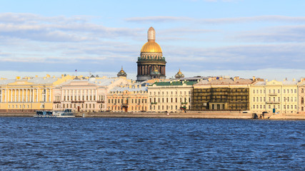 Fototapeta premium Beatiful view Neva river with Isaakievsky Cathedral in Saint Petersburg.