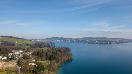 aerial view of beautiful lake