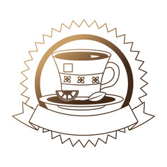 lace with delicious lemon tea cup and ribbon isolated icon vector illustration design