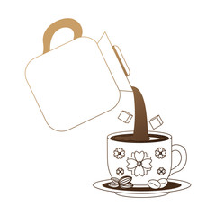 coffee teapot with cup isolated icon vector illustration design