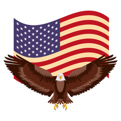 american eagle symbol waving flag national vector illustration