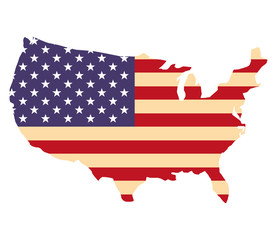 united states of america flag in map vector illustration
