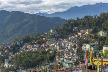 Beautiful view of Gangtok city, capital of Sikkim state, Northern India.
