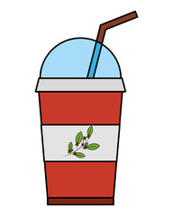 disposable paper cup with tea aromatic beverage vector illustration