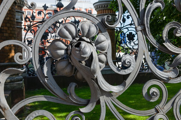RUSSIA, SAINT PETERSBURG - AUGUST 18, 2017:  Lattice of the artistic patterned part of the Fence of the Mikhailovsky Garden