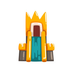 Colorful inflatable castle with slide, summer amusement park bouncy equipment vector Illustrations on a white background