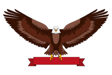 american bald eagle emblem with ribbon design