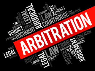 Arbitration word cloud collage, law concept background