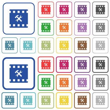 Movie tools outlined flat color icons