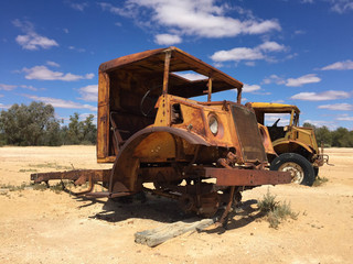 Abandoned truck at Mungerannie on the Birdsville Track Australia