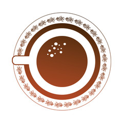 aerial view delicious coffee cup with dish isolated icon vector illustration design