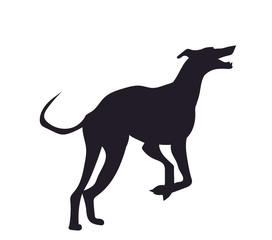 dog runs silhouette, vector