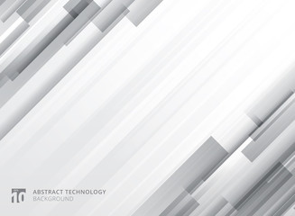 Abstract technology vertical overlap geometric squares shape gray colour on white background with copy space.