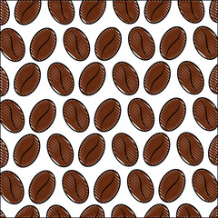 coffee seeds aroma grains pattern design vector illustration