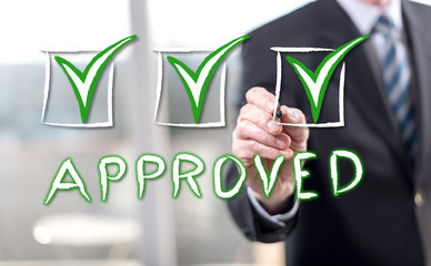 Man touching a validation concept
