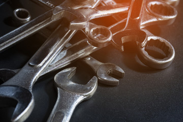 Fototapeta premium Set of tools and wrench build and modify Mechanical and engine