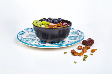 Mix Fruits and Nuts Healthy Concept on White