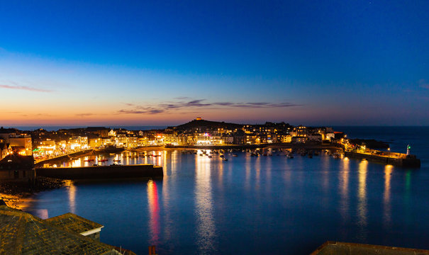 St Ives Harbour At Night