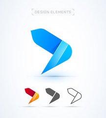 Vector airplane wing. Abstract material design, flat and line style. Origami paper