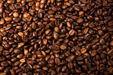 full frame shot of freshly roasted coffee beans