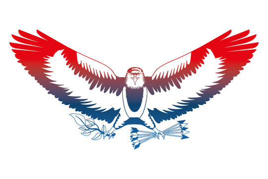 american eagle spread wings with arrows vector illustration gradient design