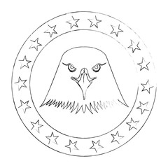 american eagle usa flag emblem vector illustration sketch