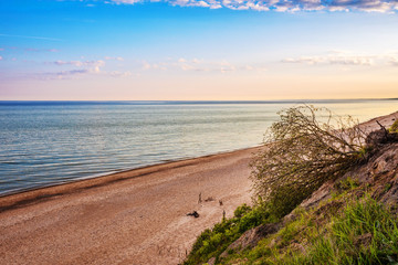 View of the sea and the beach from bluffs in Jurkalne, Latvia.