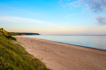 View of the sea and the beach from bluffs in Jurkalne, Latvia.