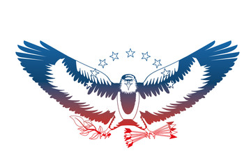 american bald eagle emblem with arrows and olive branch vector illustration design
