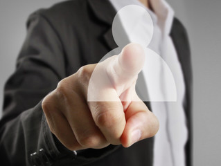 Hand touch virtual icon of social network