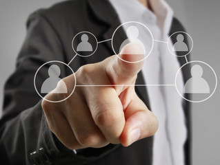 Hand touch virtual icon of social network