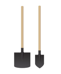 A set of shovels. Snow clearance. Garden tools. Vector illustration