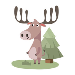 Cute Animal Vector illustration. Fun zoo. Illustration of cute Deer