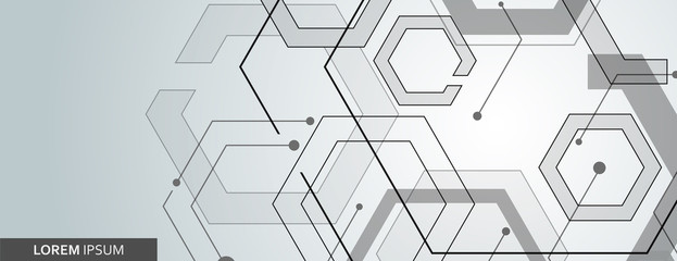 Vector connected hexagon banner design