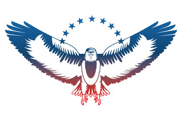 american eagle spread wings with stars vector illustration