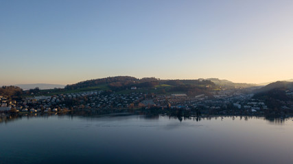 aerial view of beautiful lake