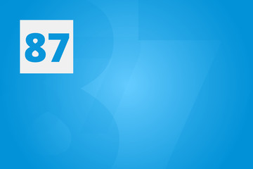 87 - Number eighty-seven on blue technology background for example as background or concept template