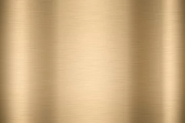 Fotobehang Abstract Shiny smooth foil metal Gold color background Bright vintage Brass plate chrome element texture concept simple bronze leaf panel hard backdrop design, light polished steel banner wallpaper. © Art Stocker
